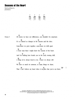 page one of Seasons Of The Heart (Ukulele Chords/Lyrics)