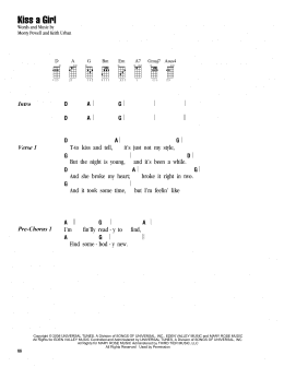 page one of Kiss A Girl (Ukulele Chords/Lyrics)