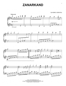 page one of Zanarkand (from Final Fantasy X) (Piano Solo)
