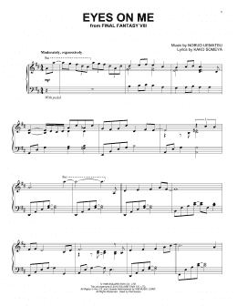 page one of Eyes On Me (from Final Fantasy VIII) (Piano Solo)