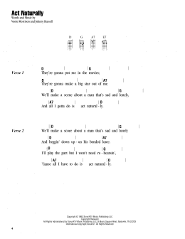page one of Act Naturally (Ukulele Chords/Lyrics)