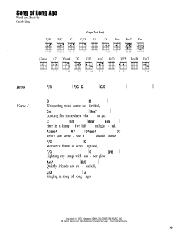 page one of Song Of Long Ago (Guitar Chords/Lyrics)