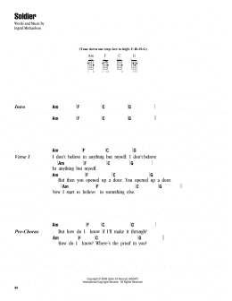 page one of Soldier (Ukulele Chords/Lyrics)