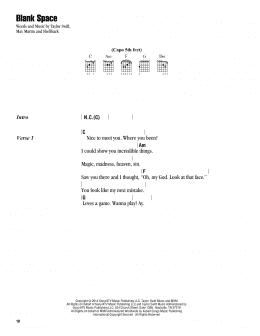 page one of Blank Space (Guitar Chords/Lyrics)