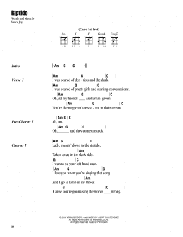 page one of Riptide (Guitar Chords/Lyrics)