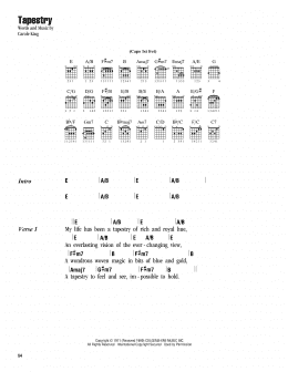 page one of Tapestry (Guitar Chords/Lyrics)