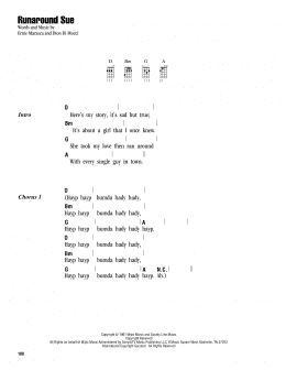 page one of Runaround Sue (Ukulele Chords/Lyrics)