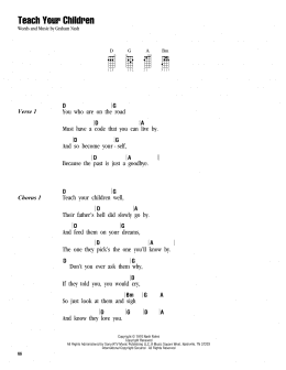 page one of Teach Your Children (Ukulele Chords/Lyrics)