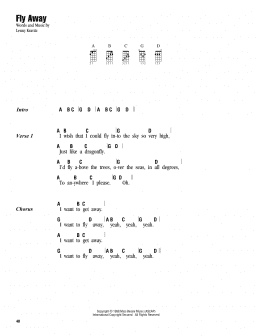 page one of Fly Away (Ukulele Chords/Lyrics)
