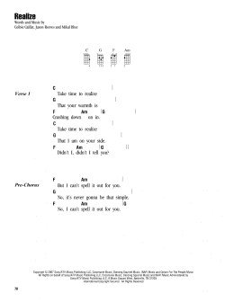 page one of Realize (Ukulele Chords/Lyrics)