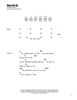 page one of Days Go By (Guitar Chords/Lyrics)