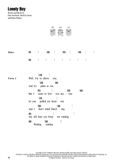 page one of Lonely Boy (Guitar Chords/Lyrics)
