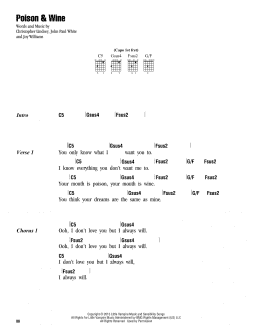 page one of Poison and Wine (Guitar Chords/Lyrics)