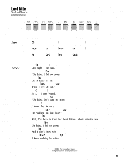 page one of Last Nite (Guitar Chords/Lyrics)