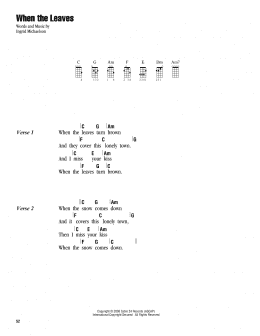 page one of When The Leaves (Ukulele Chords/Lyrics)