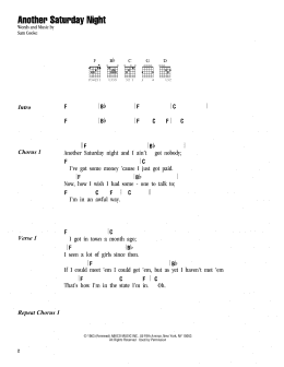 page one of Another Saturday Night (Guitar Chords/Lyrics)