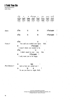 page one of I Told You So (Guitar Chords/Lyrics)