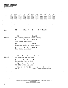 page one of Moon Shadow (Guitar Chords/Lyrics)