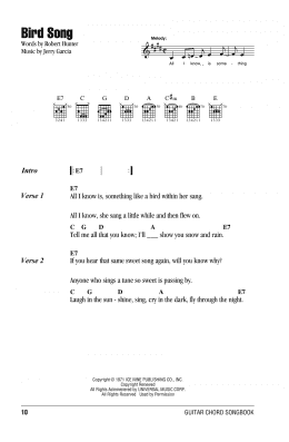 page one of Bird Song (Guitar Chords/Lyrics)