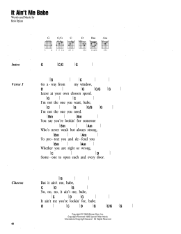 page one of It Ain't Me Babe (Guitar Chords/Lyrics)