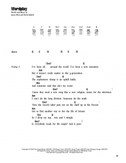 page one of Wordplay (Ukulele Chords/Lyrics)