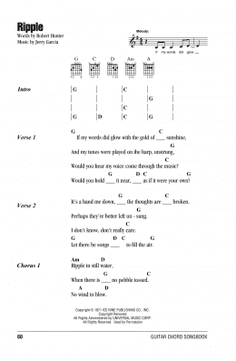 page one of Ripple (Guitar Chords/Lyrics)