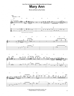 page one of Mary Ann (Guitar Tab)
