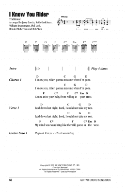 page one of I Know You Rider (Guitar Chords/Lyrics)