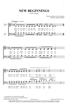 page one of New Beginnings (SATB Choir)