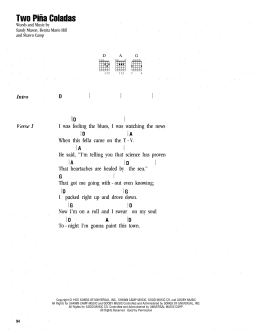 page one of Two Pina Coladas (Guitar Chords/Lyrics)
