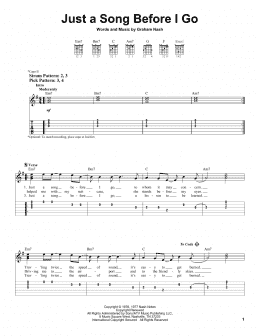 page one of Just A Song Before I Go (Easy Guitar Tab)