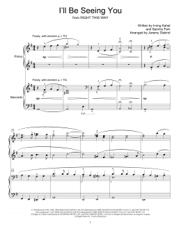 page one of I'll Be Seeing You (Piano Duet)