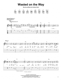 page one of Wasted On The Way (Easy Guitar Tab)