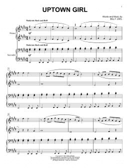 page one of Uptown Girl (Piano Duet)