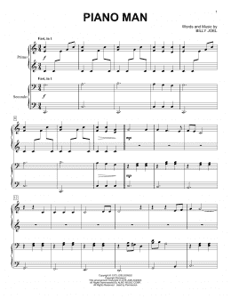 page one of Piano Man (Piano Duet)