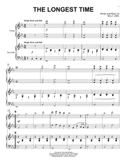 page one of The Longest Time (Piano Duet)