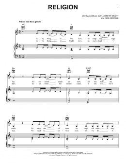 page one of Religion (Piano, Vocal & Guitar Chords (Right-Hand Melody))