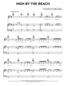 page one of High By The Beach (Piano, Vocal & Guitar Chords (Right-Hand Melody))