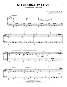 page one of No Ordinary Love (Piano Solo)
