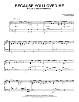 page one of Because You Loved Me (Piano Solo)