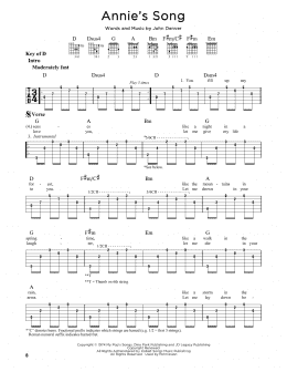 page one of Annie's Song (Guitar Lead Sheet)