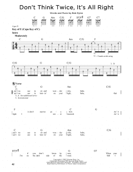 page one of Don't Think Twice, It's All Right (Guitar Lead Sheet)