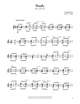 page one of Study Op. 31, No. 20 (Solo Guitar Tab)