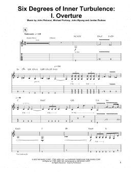 page one of Six Degrees Of Inner Turbulence: I. Overture (Guitar Tab (Single Guitar))