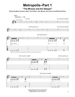 page one of Metropolis-Part 1 "The Miracle And The Sleeper" (Guitar Tab (Single Guitar))