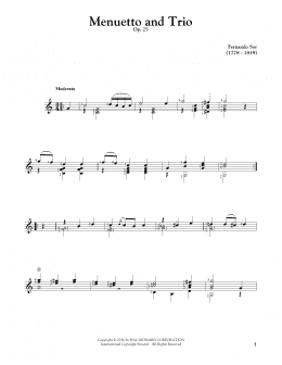 page one of Menuetto (Solo Guitar Tab)