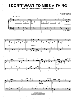 page one of I Don't Want To Miss A Thing (Piano Solo)