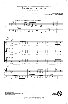 page one of Wade In The Water (3-Part Treble Choir)