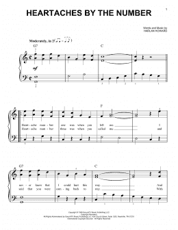 page one of Heartaches By The Number (Very Easy Piano)