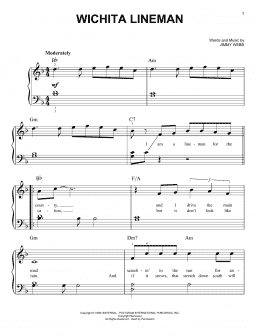 page one of Wichita Lineman (Easy Piano)